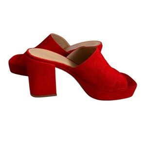 M. Gemi Red Suede Slides Block Heels